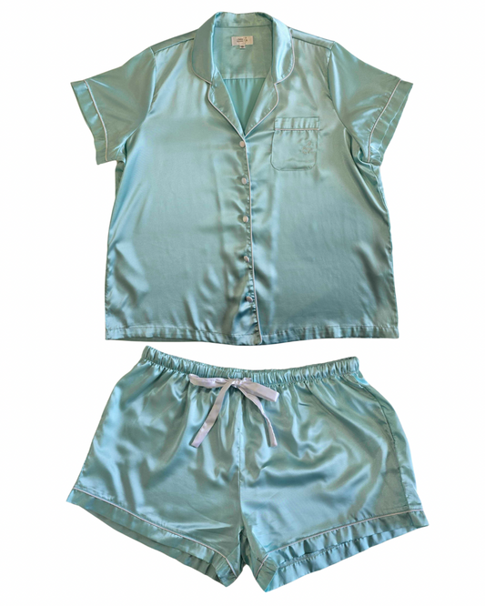 Aqua Satin Pyjamas